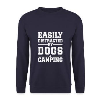 Easily Distracted By Dogs & Camping - Unisex Pullover - Navy - Vorne - Alina (178cm) & Michal (187cm)
