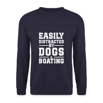 Facilement distrait par les chiens et la navigation de plaisance - Sweat-shirt Unisexe - marine - Devant - Alina (178cm) & Michal (187cm)