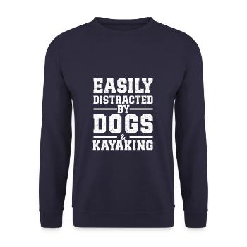 Facilement distrait par les chiens et le kayak - Sweat-shirt Unisexe - marine - Devant - Alina (178cm) & Michal (187cm)