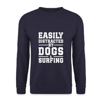 Facilement distrait par les chiens et le surf - Sweat-shirt Unisexe - marine - Devant - Alina (178cm) & Michal (187cm)