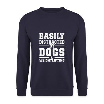 Easily Distracted By Dogs & Weightlifting - Unisex Sweatshirt - navy - Front - Alina (178cm) & Michal (187cm)