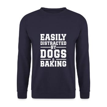 Easily Distracted By Dogs & Baking - Unisex Sweatshirt - navy - Front - Alina (178cm) & Michal (187cm)