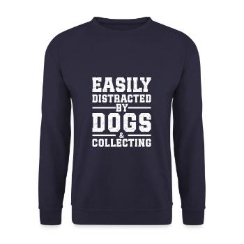 Facilement distrait par les chiens et la collection - Sweat-shirt Unisexe - marine - Devant - Alina (178cm) & Michal (187cm)
