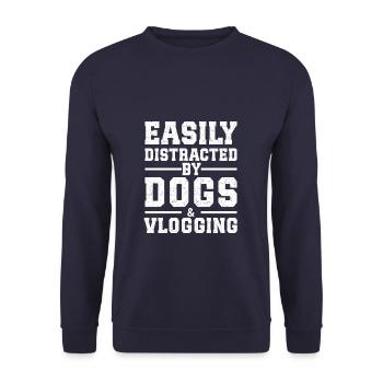 Easily Distracted By Dogs & Vlogging - Unisex Sweatshirt - navy - Front - Alina (178cm) & Michal (187cm)