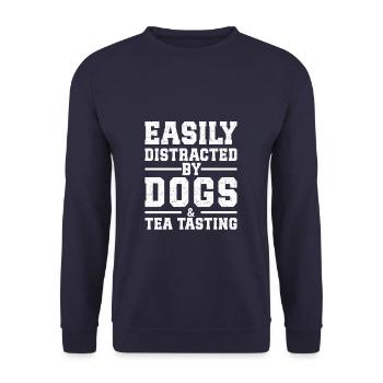 Easily Distracted By Dogs & Tea Tasting - Unisex Pullover - Navy - Vorne - Alina (178cm) & Michal (187cm)