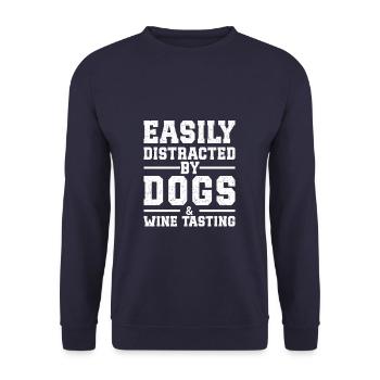 Easily Distracted By Dogs & Wine Tasting - Unisex Sweatshirt - navy - Front - Alina (178cm) & Michal (187cm)