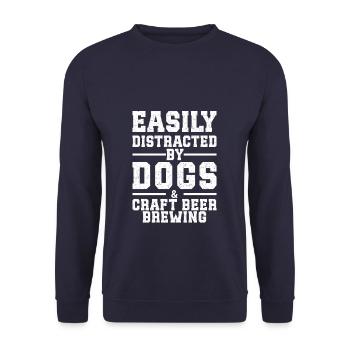 Easily Distracted By Dogs & Craft beer brewing - Unisex Sweatshirt - navy - Front - Alina (178cm) & Michal (187cm)