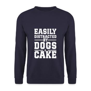 Easily Distracted By Dogs & Cake - Unisex Sweatshirt - navy - Front - Alina (178cm) & Michal (187cm)