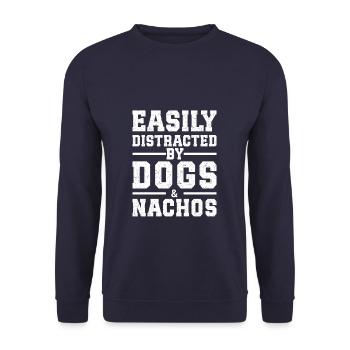 Easily Distracted By Dogs & Nachos - Unisex Sweatshirt - navy - Front - Alina (178cm) & Michal (187cm)