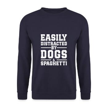 Easily Distracted By Dogs & Spaghetti - Unisex Sweatshirt - navy - Front - Alina (178cm) & Michal (187cm)