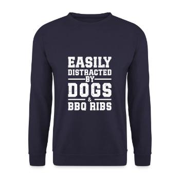 Facilement distrait par les chiens et les côtes levées au barbecue - Sweat-shirt Unisexe - marine - Devant - Alina (178cm) & Michal (187cm)