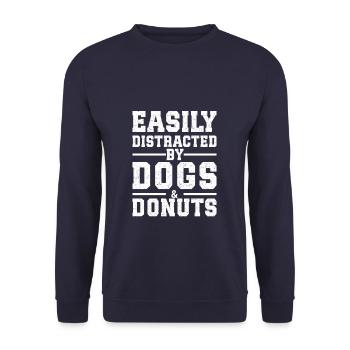 Easily Distracted By Dogs & Donuts - Unisex Sweatshirt - navy - Front - Alina (178cm) & Michal (187cm)