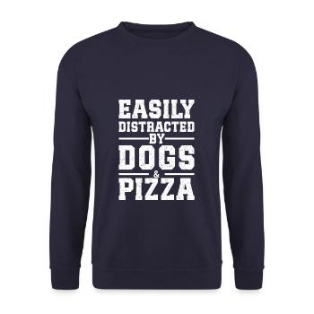 Easily Distracted By Dogs & Pizza - Unisex Sweatshirt - navy - Front - Alina (178cm) & Michal (187cm)