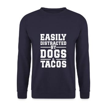 Easily Distracted By Dogs & Tacos - Unisex Pullover - Navy - Vorne - Alina (178cm) & Michal (187cm)