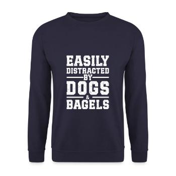Easily Distracted By Dogs & Bagels - Unisex Pullover - Navy - Vorne - Alina (178cm) & Michal (187cm)