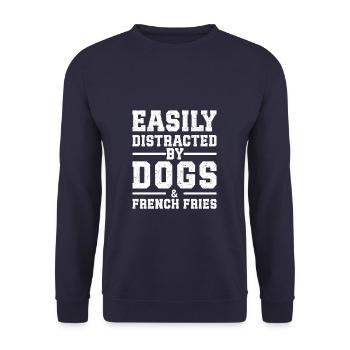 Easily Distracted By Dogs & French Fries - Unisex Pullover - Navy - Vorne - Alina (178cm) & Michal (187cm)