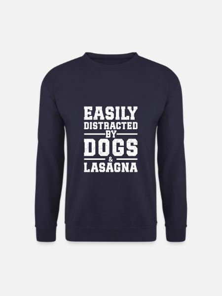 Easily Distracted By Dogs & Lasagna - Unisex Sweatshirt - navy