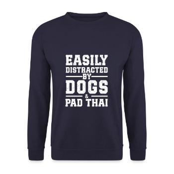 Facilement distrait par les chiens et le pad thaï - Sweat-shirt Unisexe - marine - Devant - Alina (178cm) & Michal (187cm)