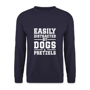 Easily Distracted By Dogs & Pretzels - Unisex Pullover - Navy - Vorne - Alina (178cm) & Michal (187cm)
