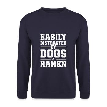 Facilement distrait par les chiens et les ramen - Sweat-shirt Unisexe - marine - Devant - Alina (178cm) & Michal (187cm)