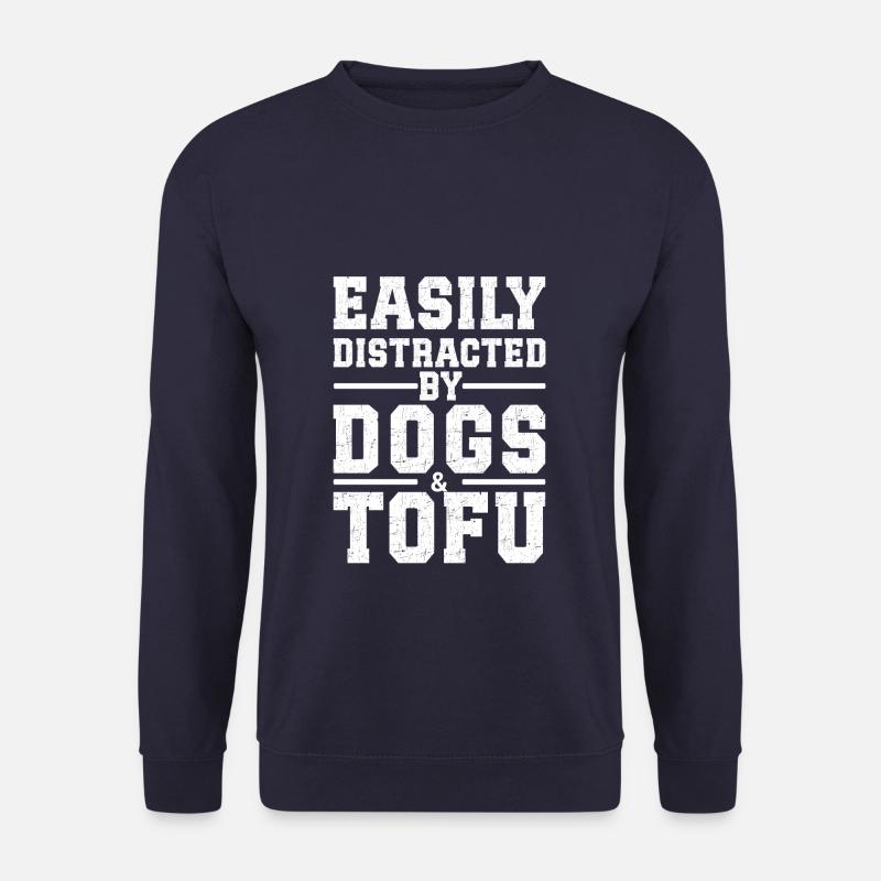 Easily Distracted By Dogs & Tofu - Unisex Pullover - Navy