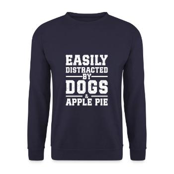 Facilement distrait par les chiens et la tarte aux pommes - Sweat-shirt Unisexe - marine - Devant - Alina (178cm) & Michal (187cm)