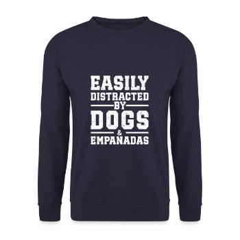 Easily Distracted By Dogs & Empanadas - Unisex Sweatshirt - navy - Front - Alina (178cm) & Michal (187cm)