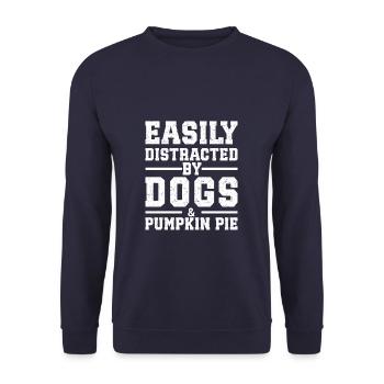 Easily Distracted By Dogs & Pumpkin Pie - Unisex Pullover - Navy - Vorne - Alina (178cm) & Michal (187cm)