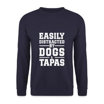Easily Distracted By Dogs & Tapas - Unisex Pullover - Navy - Vorne - Alina (178cm) & Michal (187cm)