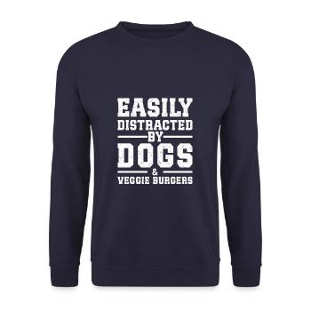 Easily Distracted By Dogs & Veggie Burgers - Unisex Sweatshirt - navy - Front - Alina (178cm) & Michal (187cm)