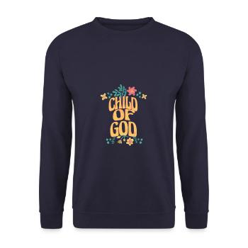 Child of God Christian Design – Inspirational - Unisex Sweatshirt - navy - Front - Alina (178cm) & Michal (187cm)