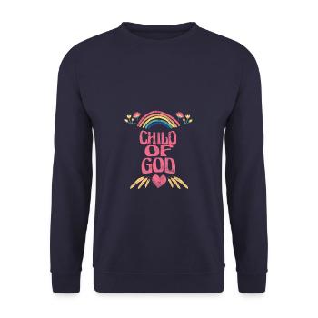 Child of God Christian Design – Inspirational - Unisex Sweatshirt - navy - Front - Alina (178cm) & Michal (187cm)
