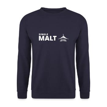 Single Malt – Whisky Fan Shirt Whisky Turntable - Unisex Pullover - Navy - Vorne - Alina (178cm) & Michal (187cm)