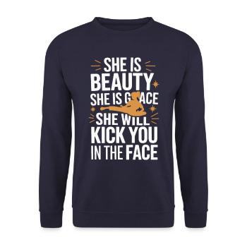 Karaté Karaté Combattant Arts Martiaux - Sweat-shirt Unisexe - marine - Devant - Alina (178cm) & Michal (187cm)