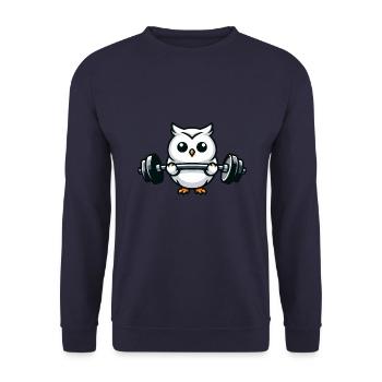 Schneeeule Gewichtheber Hantel Fitness Workout - Unisex Pullover - Navy - Vorne - Alina (178cm) & Michal (187cm)