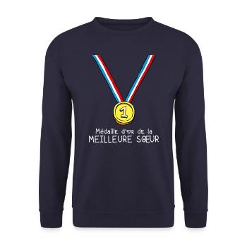 T-shirt Médaille d'or de la meilleure soeur - Sweat-shirt Unisexe - marine - Devant - Alina (178cm) & Michal (187cm)