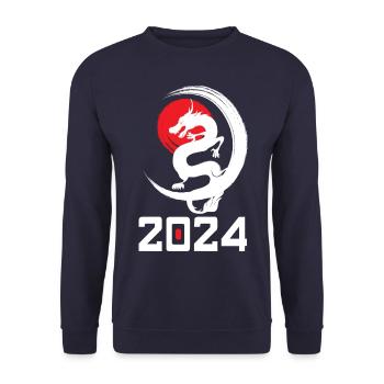 Drache 2024 Chinesisches Neujahr Jahr des Drachen - Unisex Pullover - Navy - Vorne - Alina (178cm) & Michal (187cm)