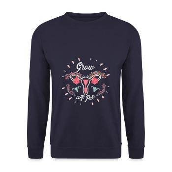 Feminism Grow A Pair Women's Rights Uterus - Unisex Sweatshirt - navy - Front - Alina (178cm) & Michal (187cm)