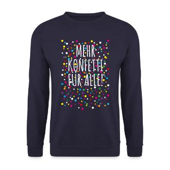 06 Mehr Konfetti für alle - Unisex Pullover - Navy - Vorne - Alina (178cm) & Michal (187cm)