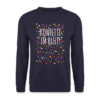 09 Konfetti im Blut - Unisex Pullover - Navy - Vorne - Alina (178cm) & Michal (187cm)