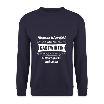 Gastwirtin Restaurant Kneipe Spruch Geschenk - Unisex Pullover - Navy - Vorne - Alina (178cm) & Michal (187cm)
