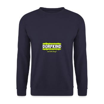 Dorfkinder Dorfkind und stolz drauf - Unisex Pullover - Navy - Vorne - Alina (178cm) & Michal (187cm)