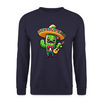 Cinco de Mayo Cactus Mariachi Guitarist - Unisex Sweatshirt - navy - Front - Alina (178cm) & Michal (187cm)