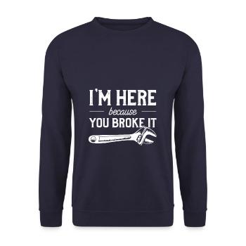 Funny Mechanical Engineering Gift For A Mechanic - Unisex Pullover - Navy - Vorne - Alina (178cm) & Michal (187cm)