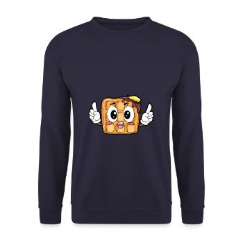 Waffel Essen Feinschmecker Geschenk - Unisex Pullover - Navy - Vorne - Alina (178cm) & Michal (187cm)