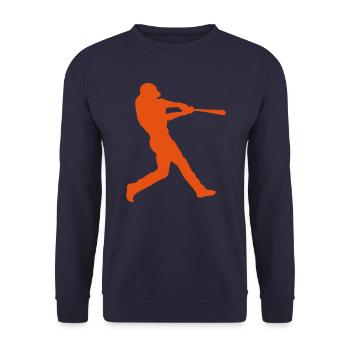 Baseballschläger schlägt Silhouette - Unisex Pullover - Navy - Vorne - Alina (178cm) & Michal (187cm)
