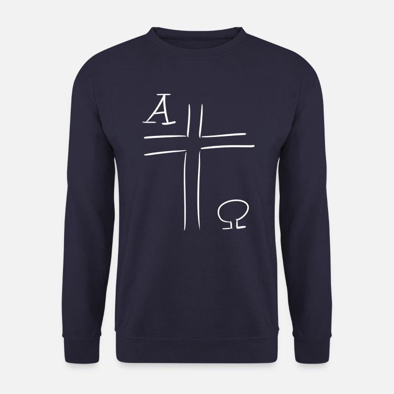 Alpha und Omega, Kreuz, Jesus, Gott, christlich - Unisex Pullover - Navy
