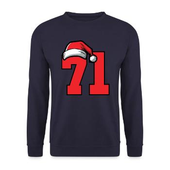 71 Zahl Weihnachten - Unisex Pullover - Navy - Vorne - Alina (178cm) & Michal (187cm)