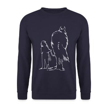 Girl with Horse Pferd - Unisex Sweatshirt - navy - Front - Alina (178cm) & Michal (187cm)