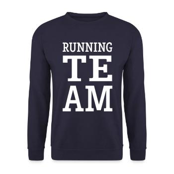 Running Team - Unisex Sweatshirt - navy - Front - Alina (178cm) & Michal (187cm)